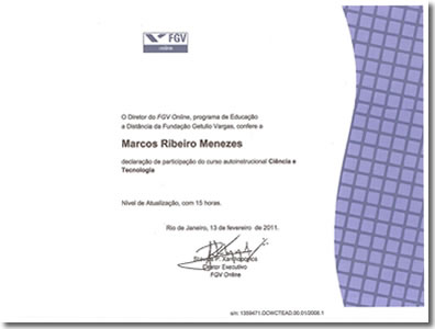 Certificado FGV Ci�ncias e Tecnologia